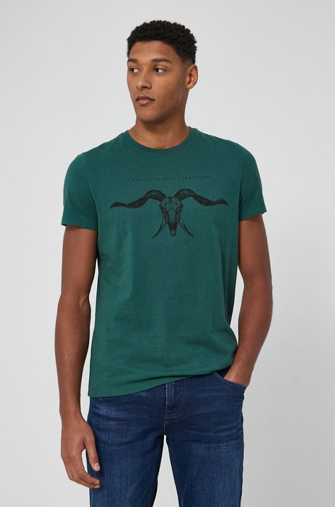 T-shirt męski z bawełny organicznej zielony