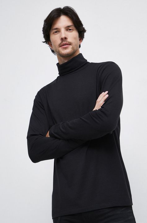 Tričko s dlhým rukávom pánske čierna farba