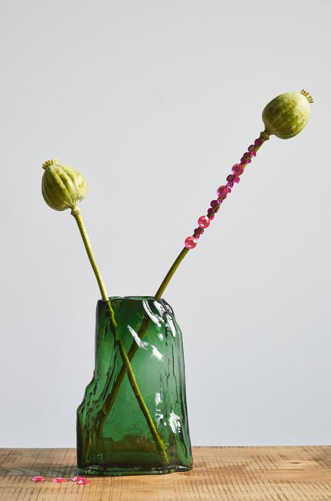 Dekoratívna váza zo skla zelená farba