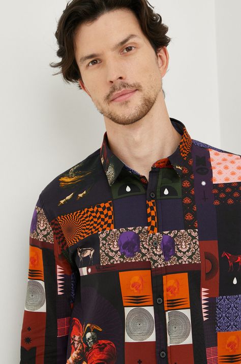 Koszula męska slim fit z kołnierzykiem klasycznym multicolor