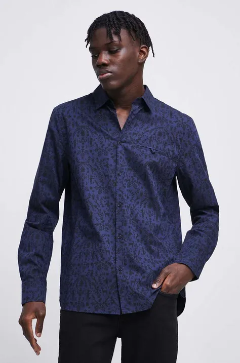 Pamučna košulja Medicine za muškarceboja: tamno plava, regular, s klasičnim ovratnikom