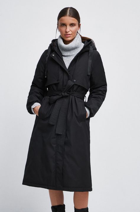 Kabát dámsky zateplený čierna farba