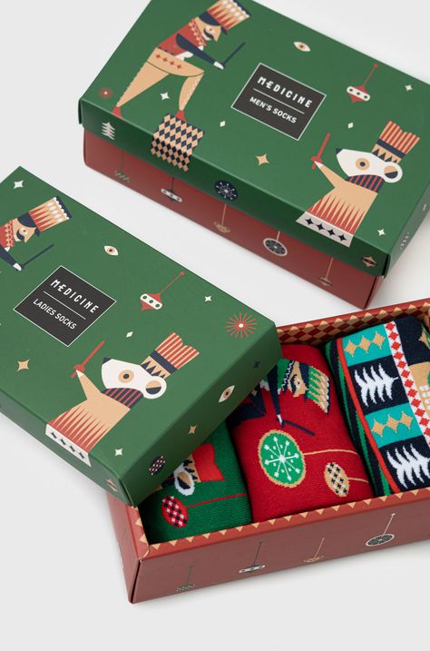 Skarpetki damskie bawełniane świąteczne (3-pack) kolor multicolor