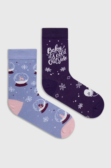 Ponožky dámske bavlnené s vianočným vzorom (2-pack)
