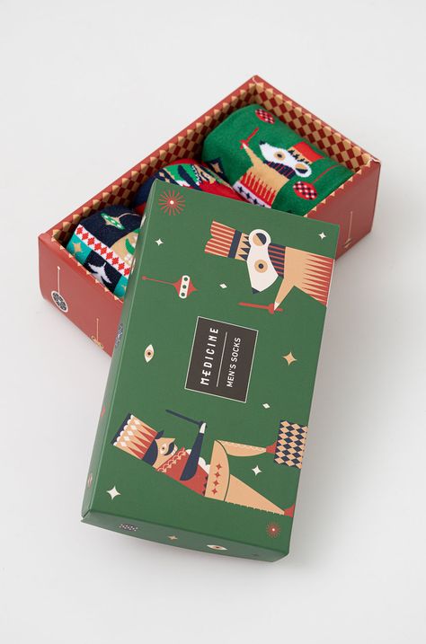 Ponožky pánske bavlnené s vianočným vzorom (3-pack)