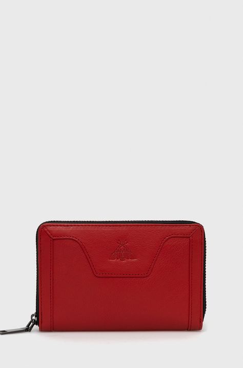 Kožená peňaženka dámsky červená farba