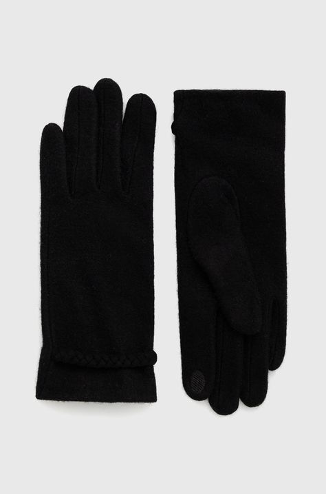 Rękawiczki damskie wełniane kolor czarny