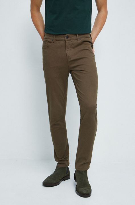 Spodnie męskie slim fit kolor brązowy