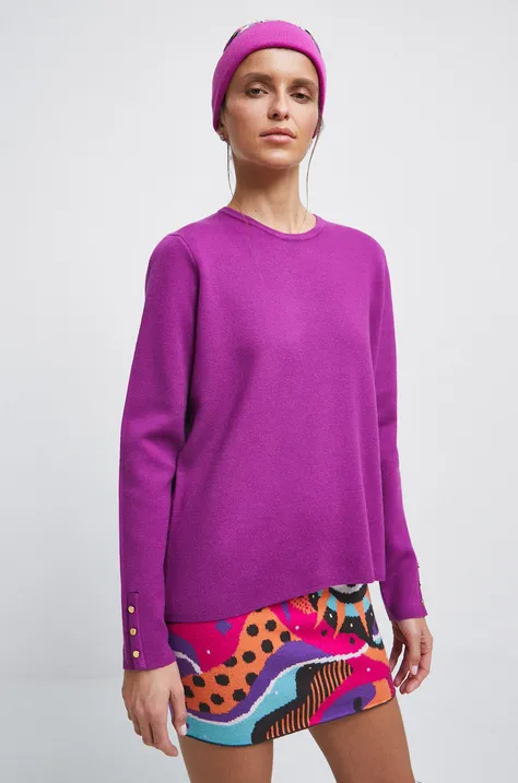 Sweter damski gładki kolor fioletowy