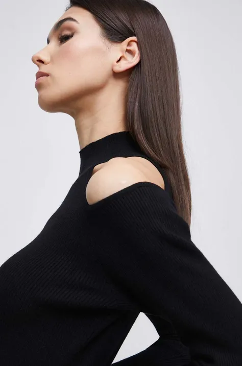 Sweter damski z fakturą kolor czarny