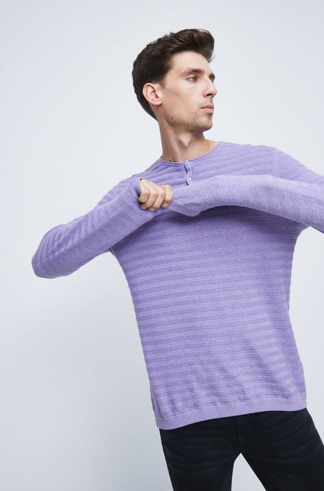 Sweter bawełniany męski fioletowy