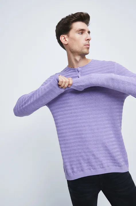 Памучен пуловер Medicine мъжки в лилаво от лека материя