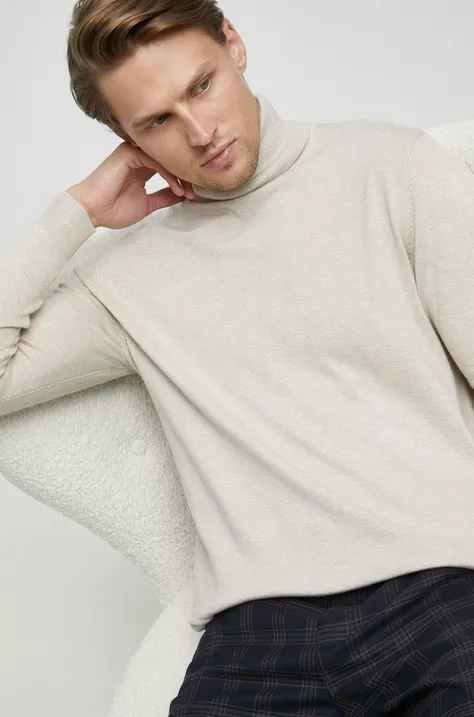 Sweter męski gładki beżowy