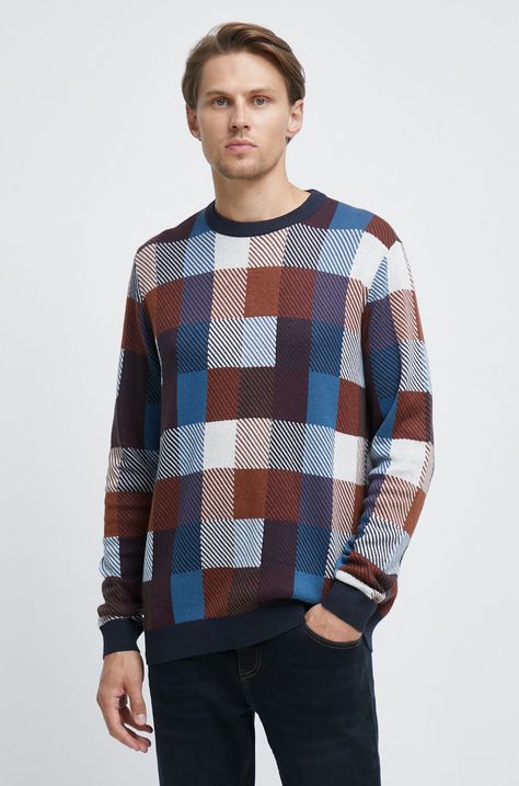 Sweter męski wzorzysty multicolor