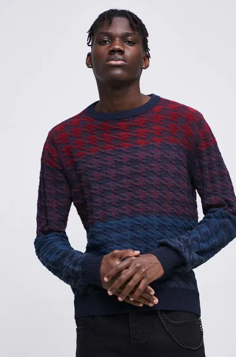 Sweter bawełniany męski wzorzysty kolor multicolor