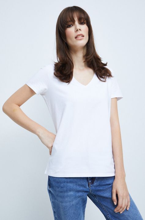T-shirt damski gładki biały