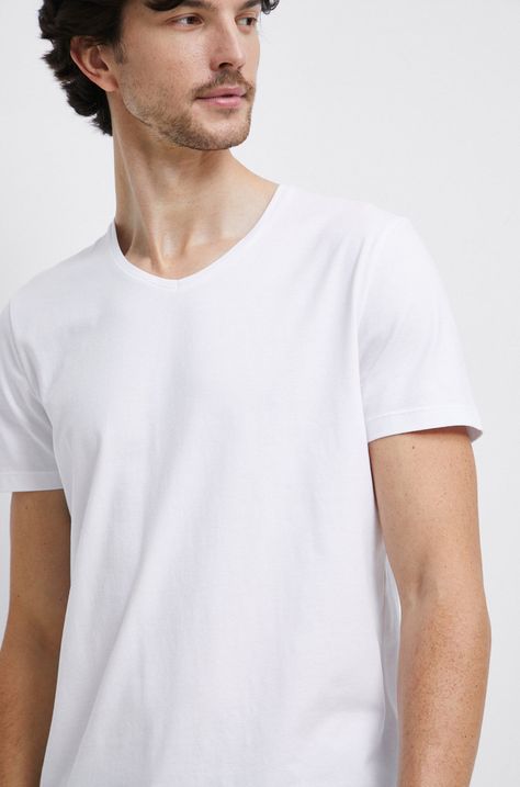 T-shirt męski gładki kolor biały