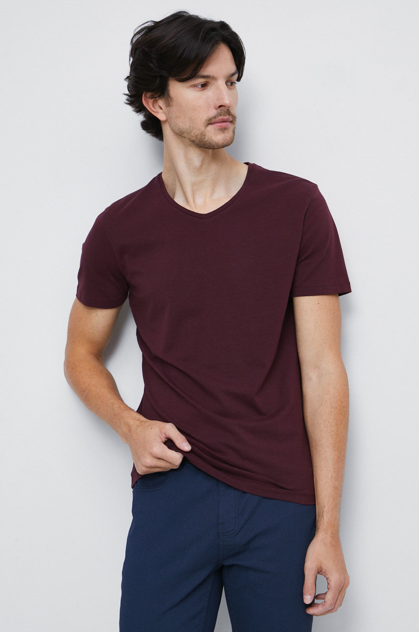T-shirt męski gładki kolor bordowy