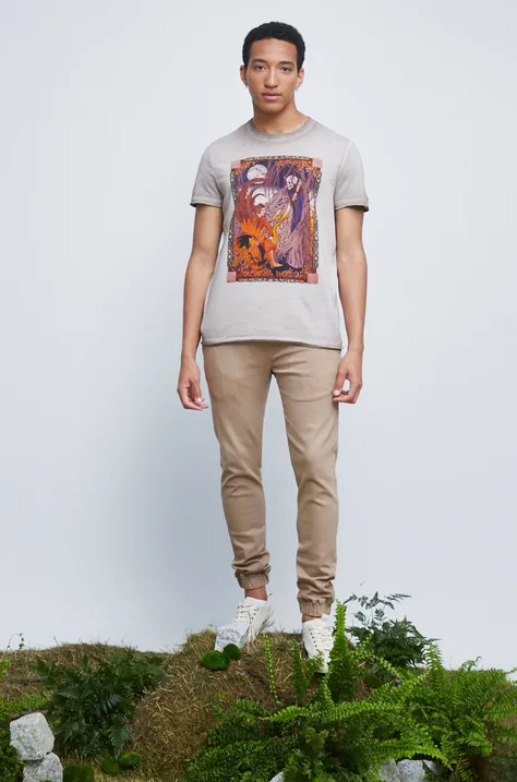 T-shirt bawełniany męski z kolekcji Legendy brązowy