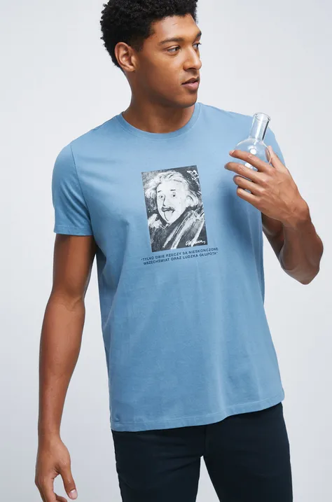 T-shirt bawełniany z kolekcji Science niebieski