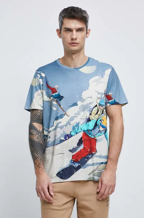 T-shirt bawełniany męski wzorzysty kolor multicolor