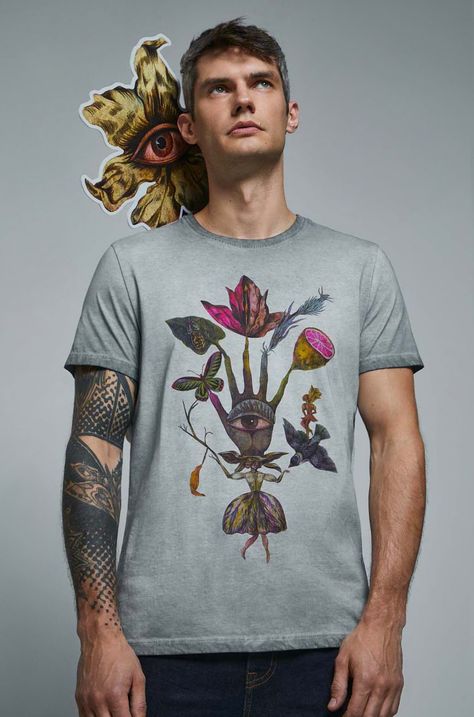 Bavlnené tričko pánske by Olaf Hajek šedá farba