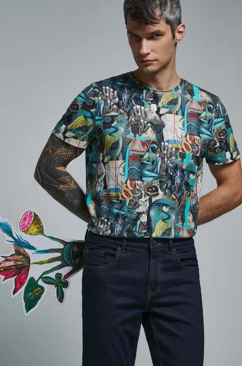 T-shirt bawełniany męski by Olaf Hajek kolor multicolor