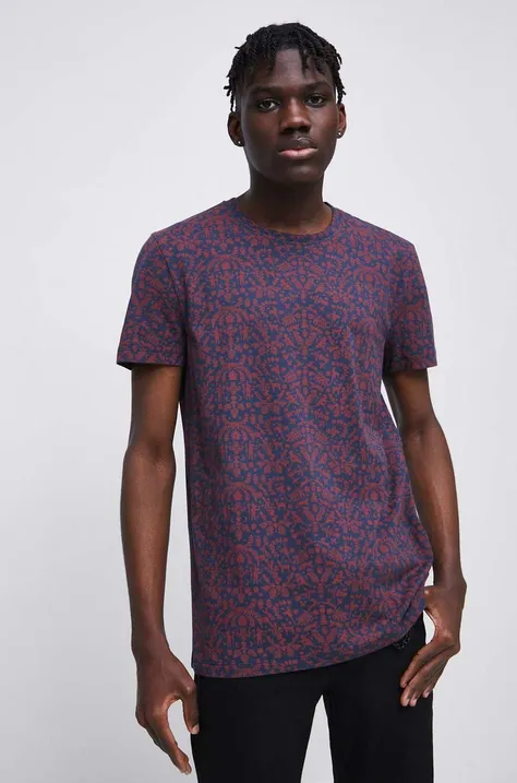 Bavlnené tričko pánske so vzorom tmavomodrá farba