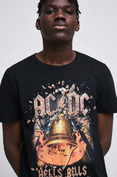 Bavlnené tričko pánske AC/DC čierna farba