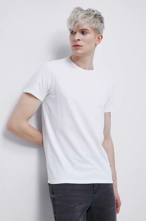 Tričko pánske z hladkej pleteniny biela farba