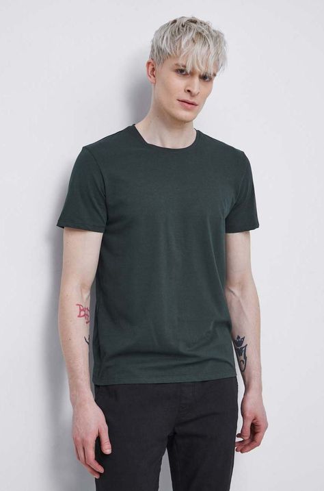 T-shirt męski gładki kolor zielony