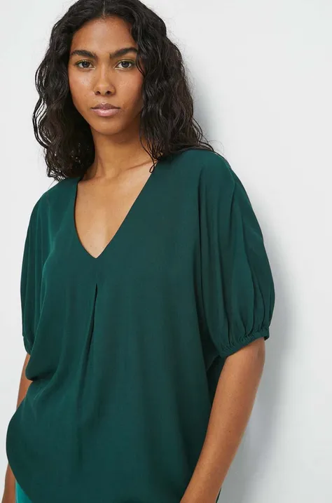 Блузка Medicine жіноча колір зелений однотонна