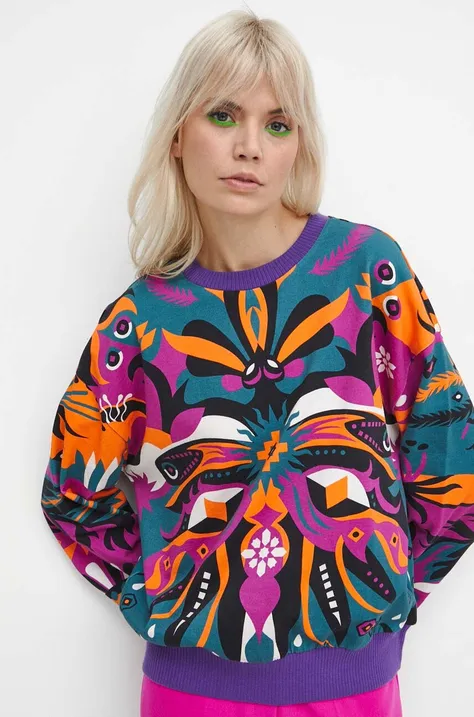 Bluza bawełniana damska wzorzysta kolor multicolor