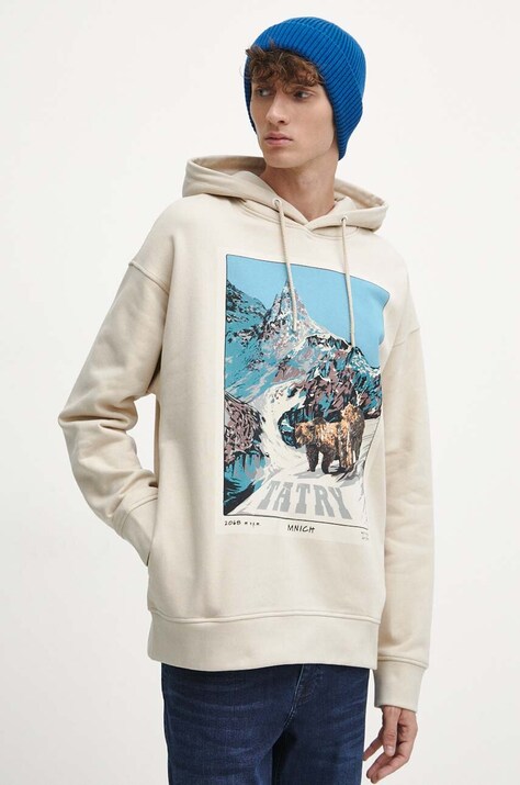 Bluza męska z kapturem kolor beżowy