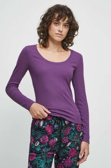 Tričko s dlouhým rukávem fialová barva