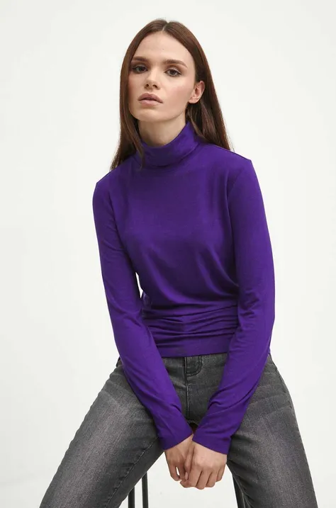 Tričko s dlouhým rukávem Medicine fialová barva, s golfem