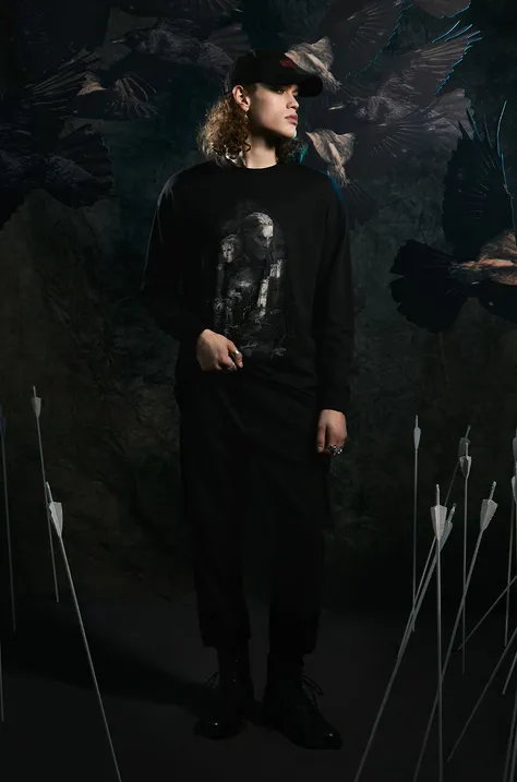 Tričko s dlhým rukávom pánsky z kolekcie The Witcher x Medicine čierna farba