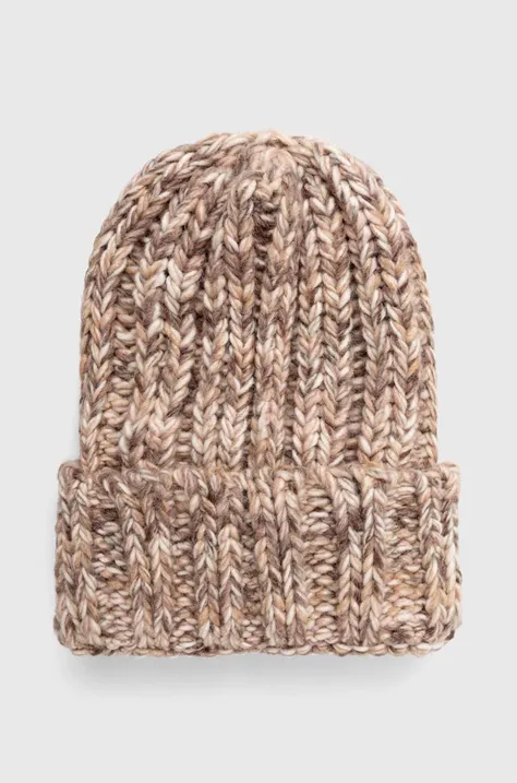 Kapa s dodatkom vune Medicine za žene, boja: bež, od debelog pletiva