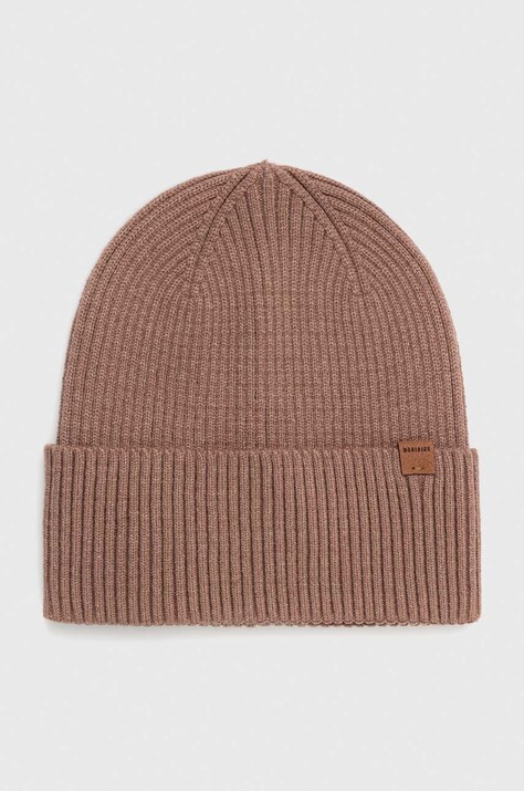 Czapka męska beanie prążkowana z wiskozą kolor beżowy