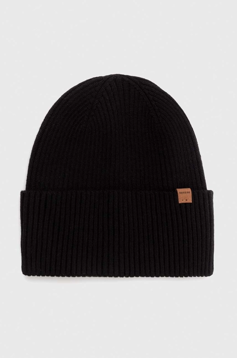 Czapka męska beanie prążkowana z wiskozą kolor czarny