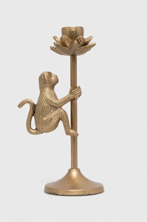 Świecznik dekoracyjny z ozdobną figurką kolor złoty