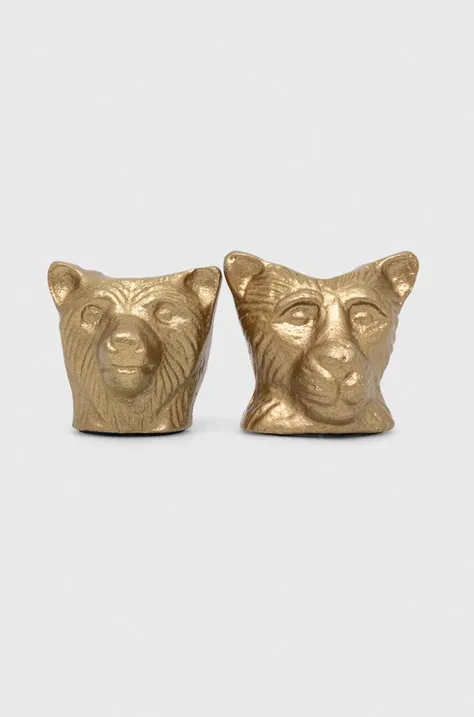 Dekorativní svícen – lev (2-pack) zlatá barva
