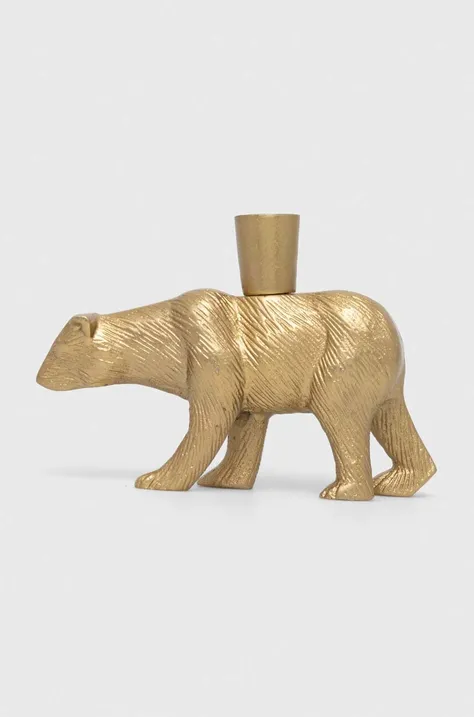 Dekoračný svietnik – medveď zlatá farba