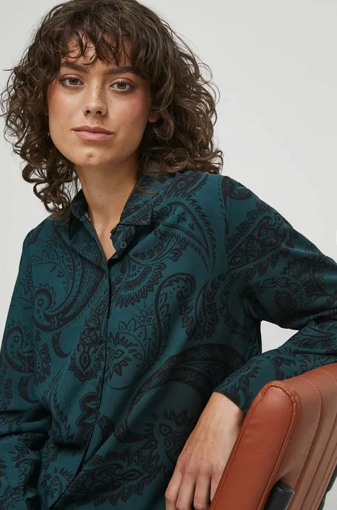 Сорочка Medicine жіноча колір бірюзовий regular класичний комір
