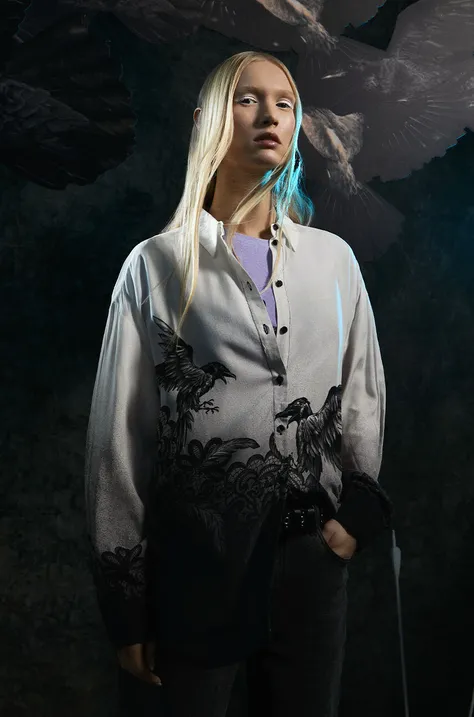 Košeľa dámska z kolekcie The Witcher x Medicine biela farba