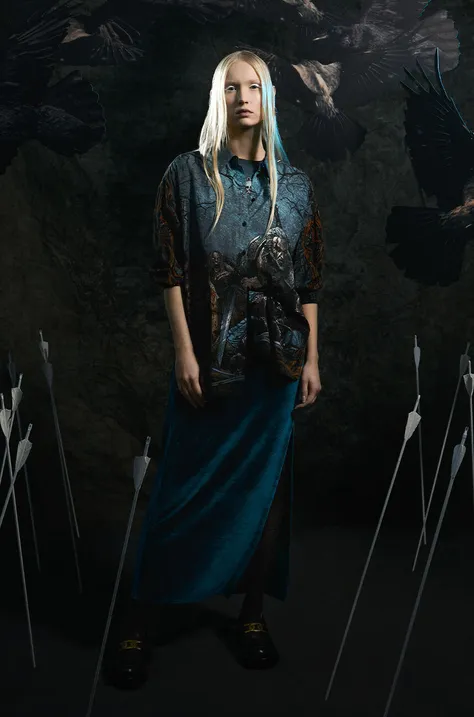Košeľa dámska z kolekcie The Witcher x Medicine modrá farba