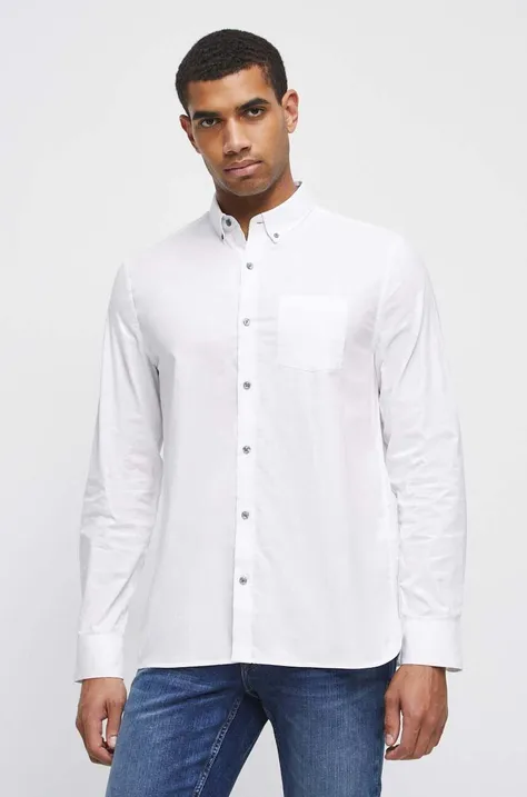 Koszula bawełniana męska z kołnierzykiem button-down kolor biały