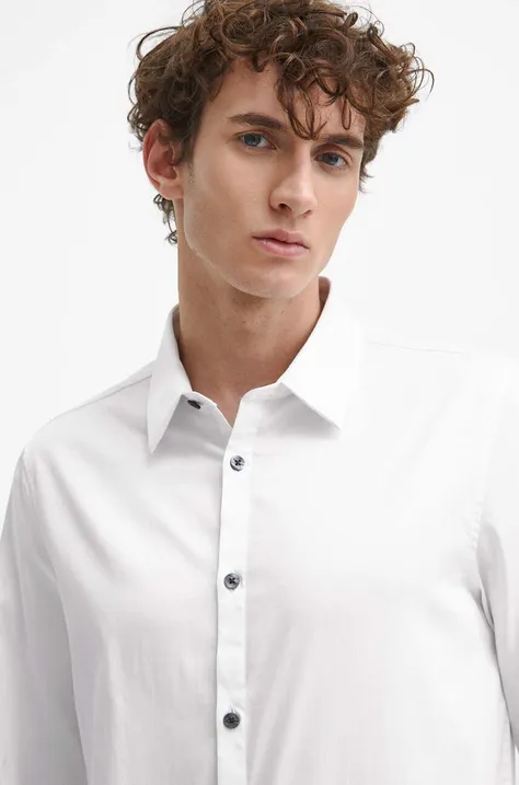 Košulja Medicine za muškarce, boja: bijela, slim, s klasičnim ovratnikom