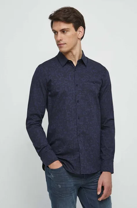 Βαμβακερό πουκάμισο Medicine ανδρικό, χρώμα: ναυτικό μπλε