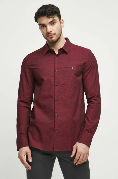 Хлопковая рубашка Medicine мужская цвет бордовый slim классический воротник